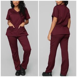 Fashion Nova Burgundy Scrubs